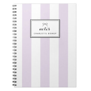 Modern Pastel Lilac Vertical Stripes Personalised Notebook