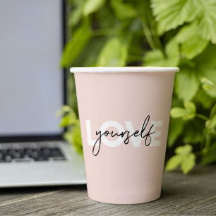 Modern Pastel Love Yourself Motivation Quote Gift Paper Cups