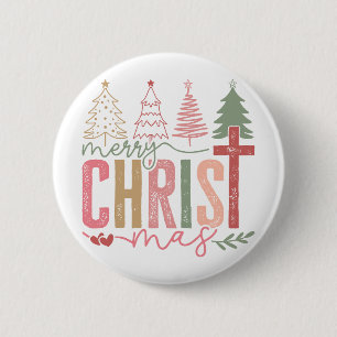 Modern Pastel Merry Christ mas 6 Cm Round Badge