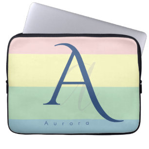 Modern Pastel Minimalist Custom Name Laptop Sleeve