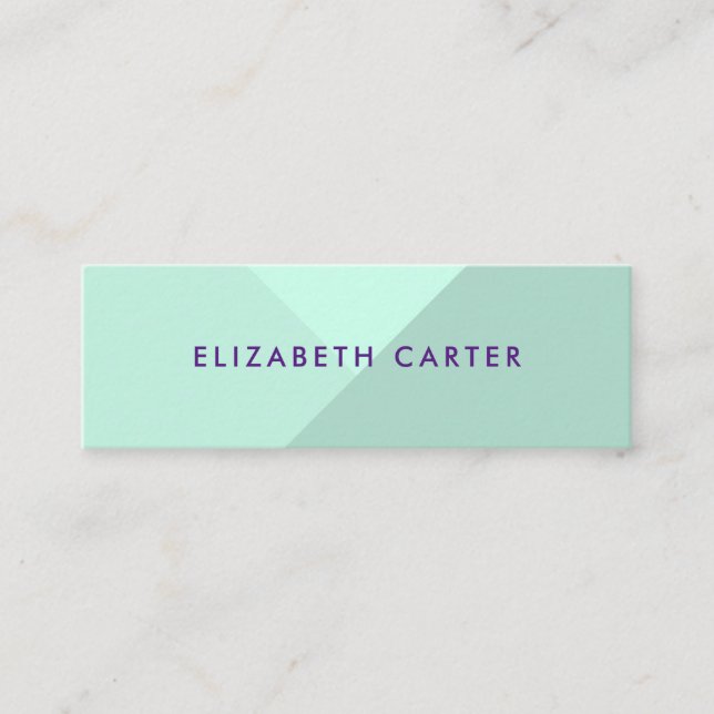 Modern pastel mint elegant colour block stylist mini business card (Front)