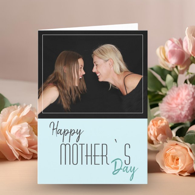 Modern Pastel Mint Happy Mother`s Day Photo Card (Creator Uploaded)