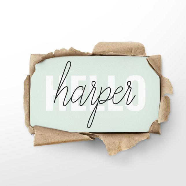 Modern Pastel Mint Hello And You Name Business Card (Creator Uploaded)