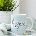 Modern Pastel Mint Hello And You Name Coffee Mug<br><div class="desc">Modern Pastel Mint Hello And You Name</div>