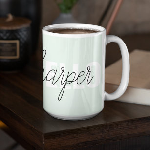 Modern Pastel Mint Hello And You Name Two-Tone Coffee Mug