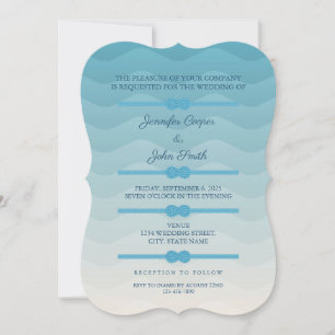 Modern Pastel Ombre blue Wave Wedding Invitation