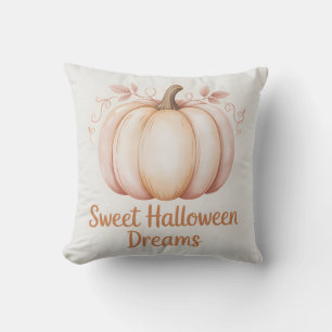 Modern Pastel Orange Halloween Pumpkin Cushion