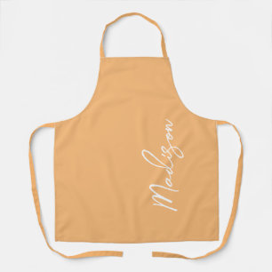 Modern Pastel Orange Script Personalized Womens Apron
