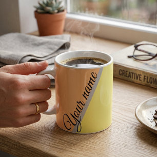 Modern Pastel Peach Yellow Green ColorBlock Custom Coffee Mug