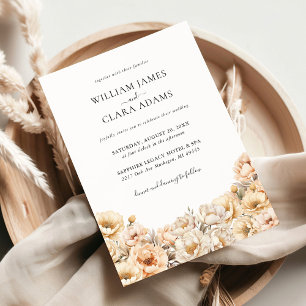 Modern Pastel Peony Watercolor Floral Wedding Invitation