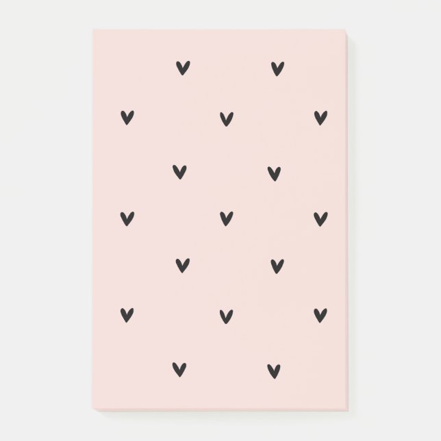 Modern Pastel Pink And Black Hearts Pattern Post-it Notes (Front)