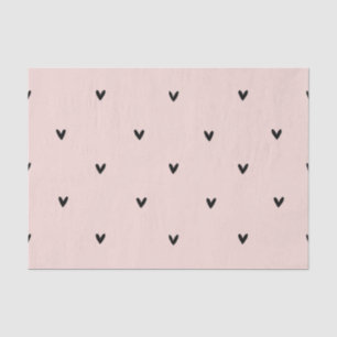 Modern Pastel Pink And Black Hearts Pattern Tissue Paper