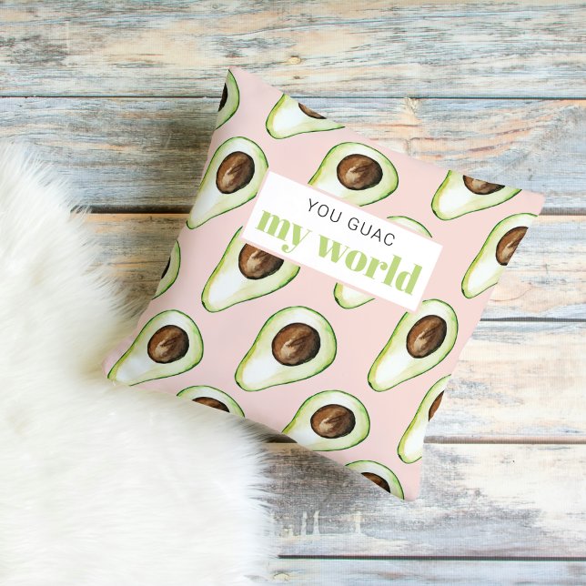 Modern Pastel Pink And Green Avocado Fun Quote Cushion (Creator Uploaded)