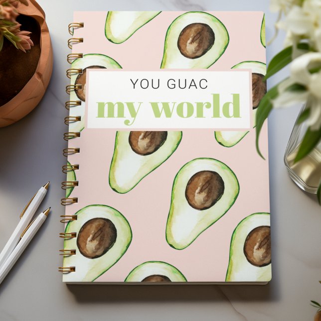 Modern Pastel Pink And Green Avocado Fun Quote  Notebook (Creator Uploaded)