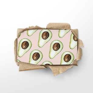 Modern Pastel Pink And Green Avocado Pattern Business Card