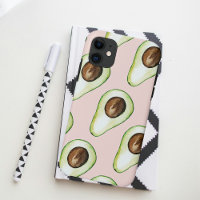 Modern Pastel Pink And Green Avocado Pattern