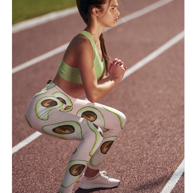 Modern Pastel Pink And Green Avocado Pattern Leggings (Creator Uploaded)