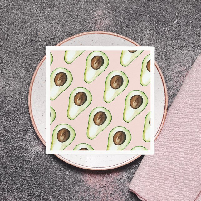 Modern Pastel Pink And Green Avocado Pattern Napkin (Creator Uploaded)