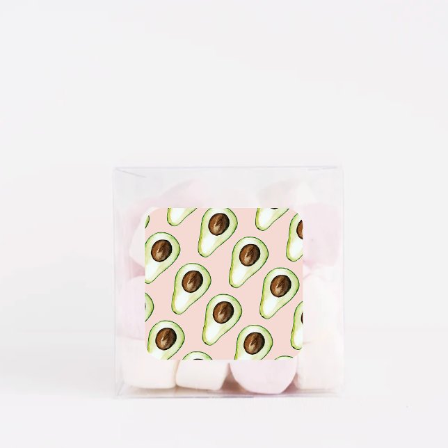 Modern Pastel Pink And Green Avocado Pattern Square Sticker (Creator Uploaded)