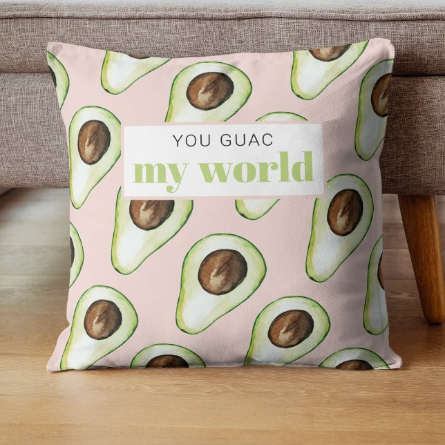 Modern Pastel Pink And Green Avocado Pattern Throw Cushion (Creator Uploaded)