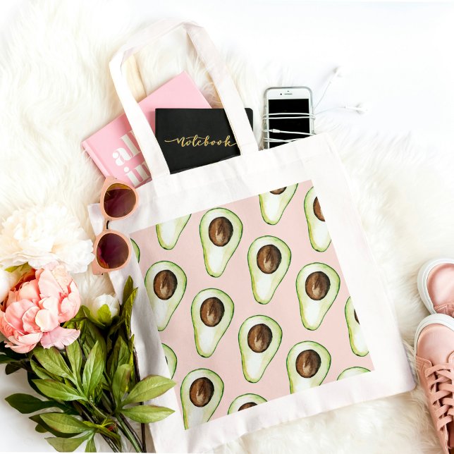 Modern Pastel Pink And Green Avocado Pattern Tote Bag (Creator Uploaded)