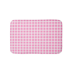 Modern Pastel Pink And White Gingham Bath Mat