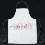 Modern Pastel Pink Beauty Hello And Your Name Apron<br><div class="desc">Modern Pastel Pink Beauty Hello And Your Name</div>