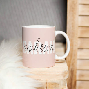 Modern Pastel Pink Beauty Personalised You Name Coffee Mug