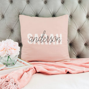 Modern Pastel Pink Beauty Personalised You Name Cushion