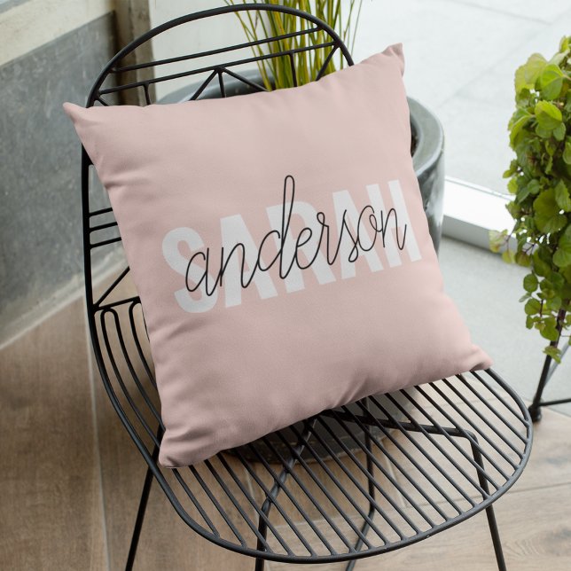 Modern Pastel Pink Beauty Personalised You Name Cushion (Creator Uploaded)