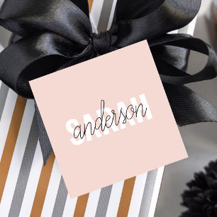 Modern Pastel Pink Beauty Personalised You Name Favour Tags
