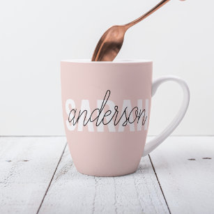 Modern Pastel Pink Beauty Personalised You Name Latte Mug