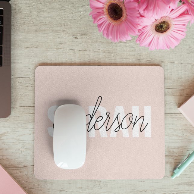 Modern Pastel Pink Beauty Personalised You Name Mouse Mat (Creator Uploaded)