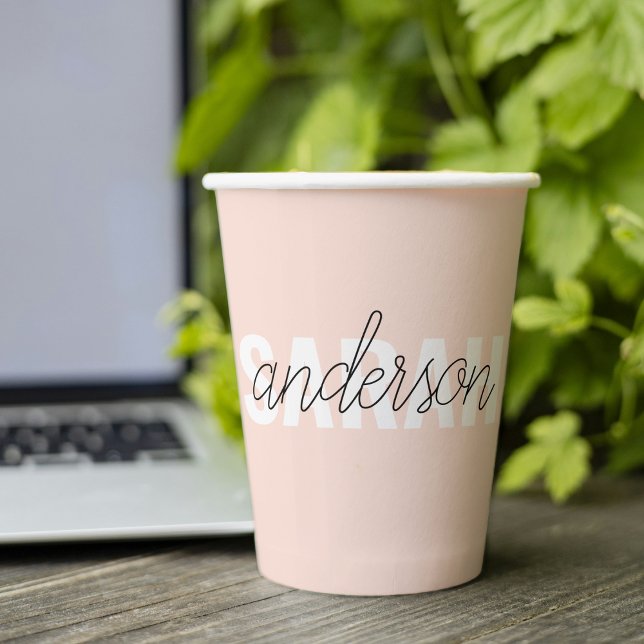 Modern Pastel Pink Beauty Personalised You Name Paper Cups (Creator Uploaded)
