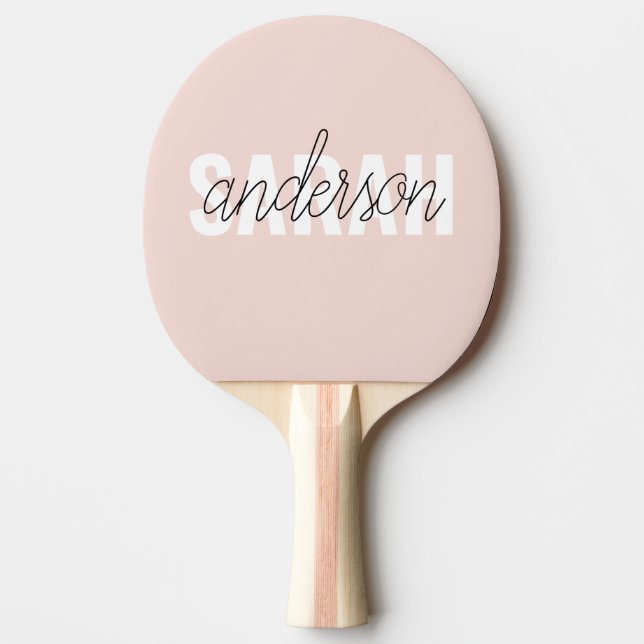 Modern Pastel Pink Beauty Personalised You Name Ping Pong Paddle (Front)