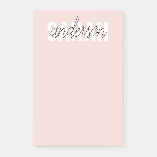 Modern Pastel Pink Beauty Personalised You Name Post-it Notes (Front)
