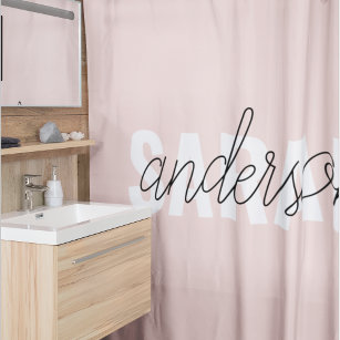 Modern Pastel Pink Beauty Personalised You Name Shower Curtain