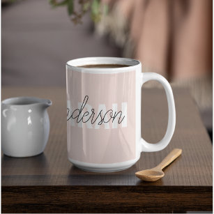 Modern Pastel Pink Beauty Personalised You Name Two-Tone Coffee Mug