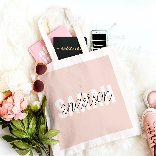 Modern Pastel Pink Beauty Personalized You Name Tote Bag (Creator Uploaded)