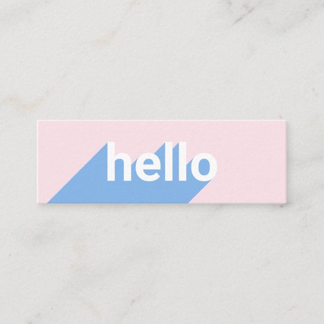 Modern pastel pink blue trendy hello typography mini business card (Front)