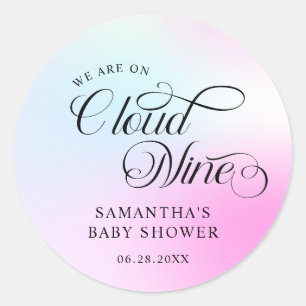 Modern Pastel  Pink Cloud Nine Baby Shower Classic Round Sticker