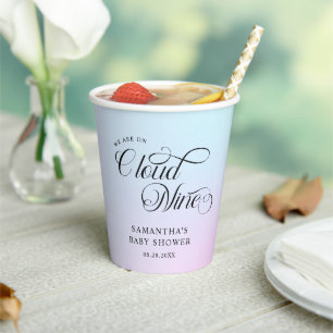 Modern Pastel Pink Cloud Nine Baby Shower Paper Cups