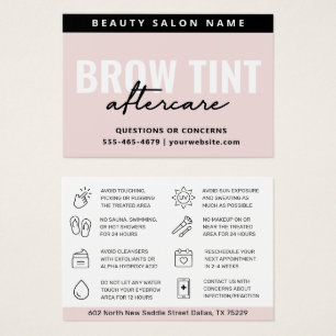 Modern Pastel Pink Eyebrow Tint Aftercare Card