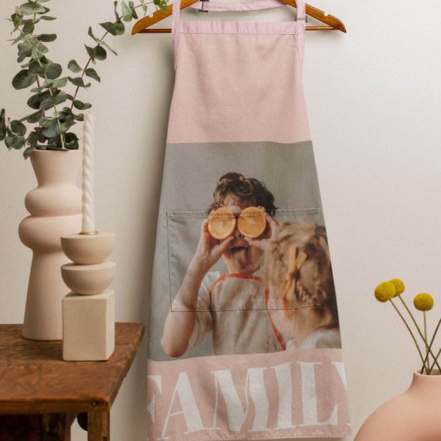 Modern Pastel Pink Family Photo Gift Apron (Creator Uploaded)