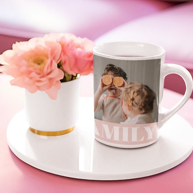 Modern Pastel Pink Family Photo Gift Coffee Mug (Creator Uploaded)