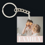 Modern Pastel Pink Family Photo Gift Key Ring<br><div class="desc">Modern Pastel Pink Family Photo Gift</div>