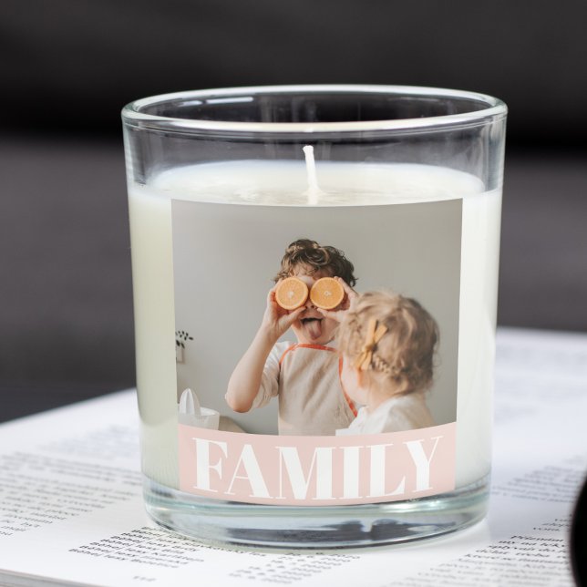 Modern Pastel Pink Family Photo Gift Square Sticker (Creator Uploaded)