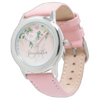 Modern Pastel Pink & Flowers With Name