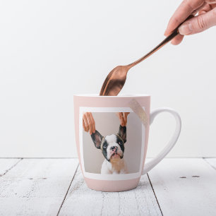 Modern Pastel Pink Frame   Personal Dog Photo Latte Mug
