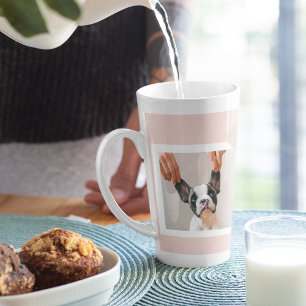 Modern Pastel Pink Frame   Personal Dog Photo Latte Mug